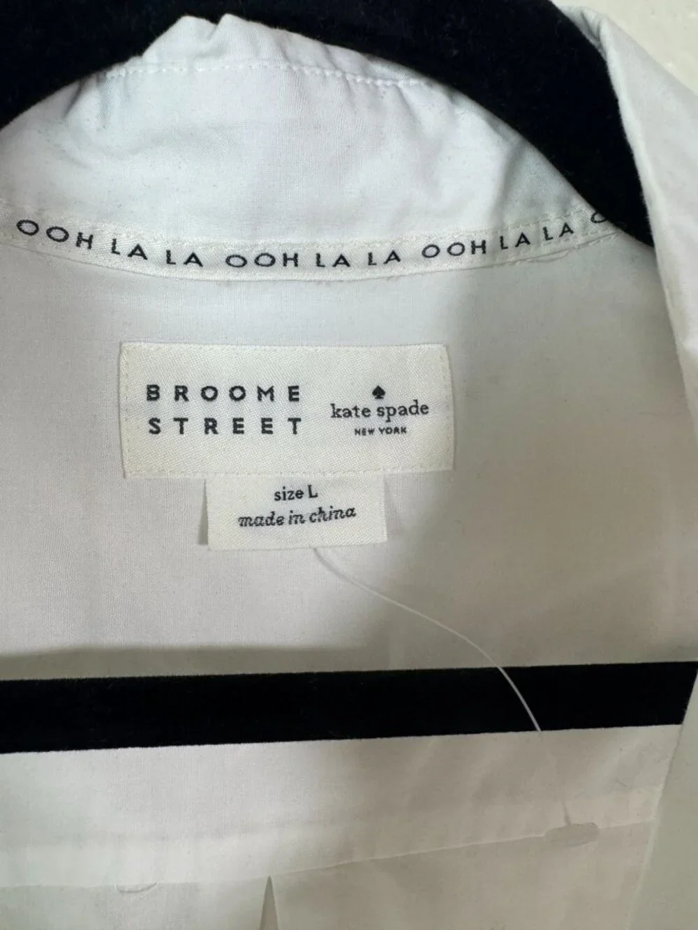 Kate Spade Broome Street White Button Up Shirt Sz Large 100% Cotton Long Sleeve